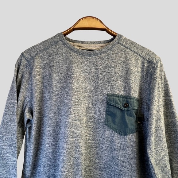 Quicksilver Men's Shirt S Blue Vintage Crewneck Long Sleeve - Picture 2 of 12